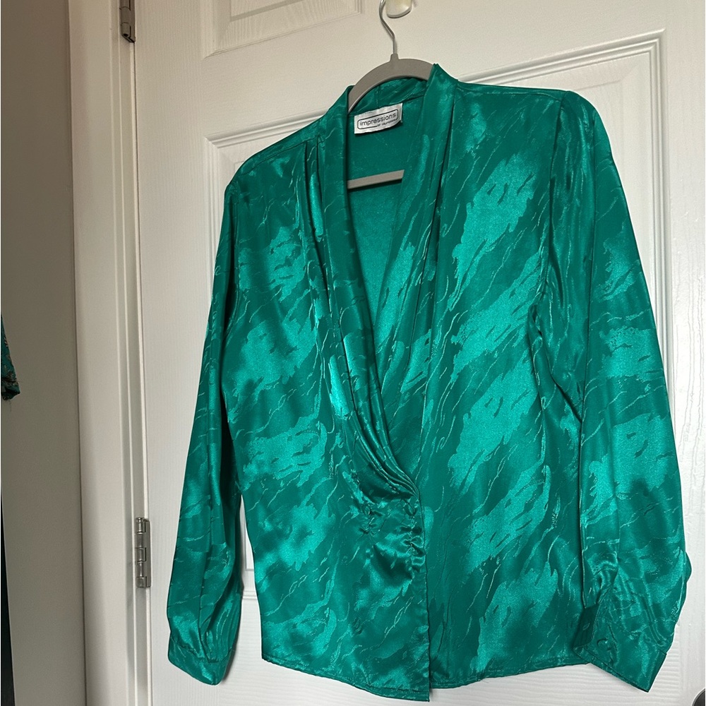 Vintage Green Blouse Impressions of California